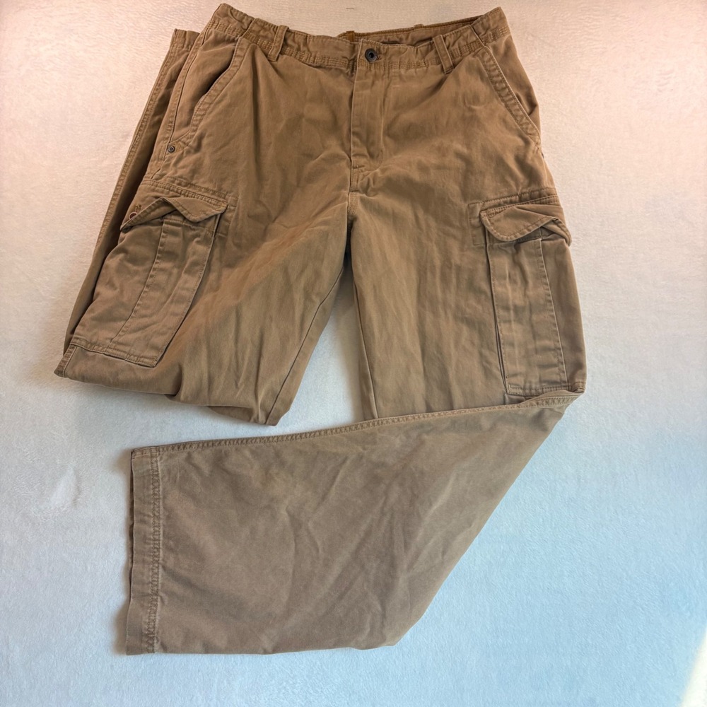 Timberland Mens Khaki Tan Cotton Cargo Pants Straight Leg 32x32 Utility Workwear